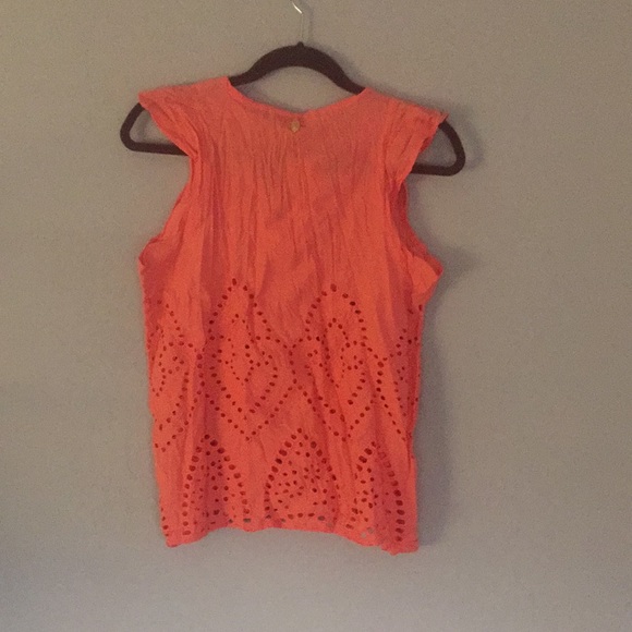 Rubyyaya Cleopatra Eyelet Top NWT SZ S Grapefruit - Picture 4 of 6